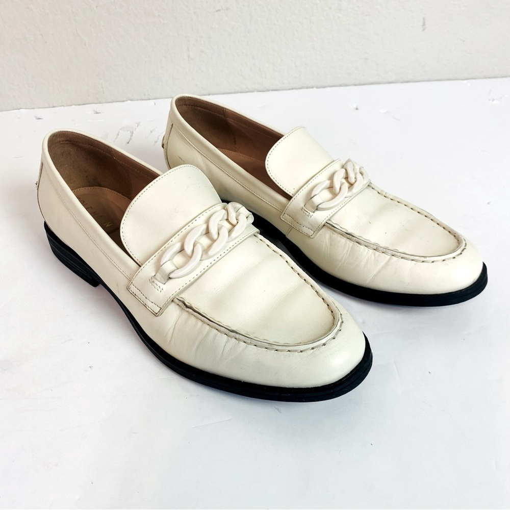 Cole Haan Ivory Leather Stassi Chain Loafer Size 11